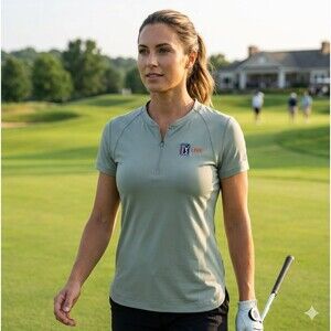 Levelwear Womens L Quarter Zip PGA Tour Live ESPN Mesh Back Performance Top Golf